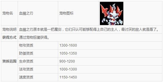 魔力宝贝手游血腥之刃宠物介绍