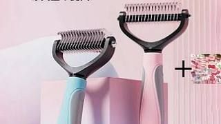 #郝劭文 宠物通用开结梳狗狗梳毛脱毛梳双面按摩梳不锈钢猫梳子加宠物发饰 #萌宠好物 #换毛季 #萌宠