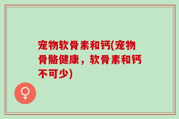 宠物软骨素和钙(宠物骨骼健康，软骨素和钙不可少)