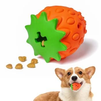 Wholesale Fruit Strawberry Durable Rubber Bite Resistant Training Dispensing Puzzle Leakage Interactive Dog Chew Toy