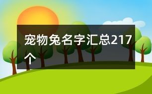 宠物兔名字汇总217个