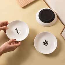 亚马逊硅胶防滑陶瓷猫盘宠物猫碗猫粮零食罐头盘幼猫食盆宠物用品