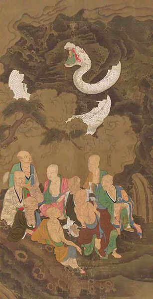  重要文化财　五百罗汉图之第十七号（局部）　吉山明兆绘　京都 东福寺藏