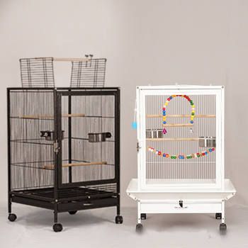 Fine Wire Metal Pet Cages Single Side Acrylic Door Interactive Ornamental Bird Cage With Pull-out Tray Birdcage Nest