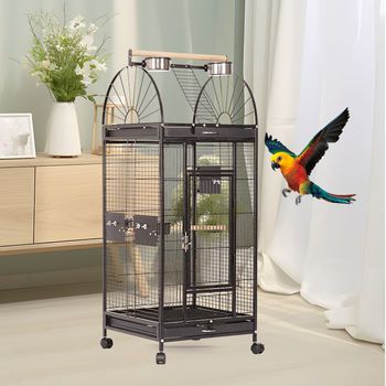 Fine Wire Iron Pet Feedinh Cages Open Top Design Birdcages With Play Top,Storage Rack,Pull-Out Tray Bird Cage House