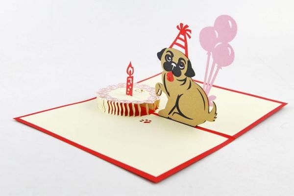 qubiclife 立方生活 可爱萌宠生日蛋糕 狗狗 创意手工 立体3d贺卡
