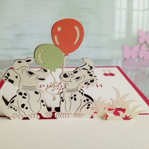 斑点狗3d立体贺卡 创意可爱贺卡儿童节小朋友生日礼物卡纸雕贺卡