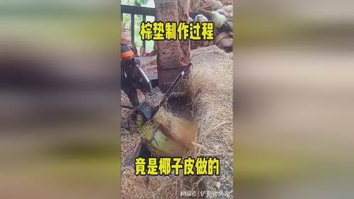 棕垫制作过程，竟是椰子皮做的！