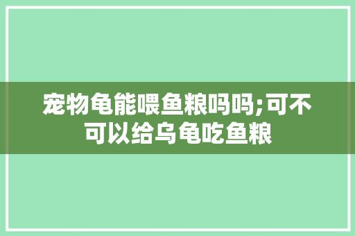 宠物龟能喂鱼粮吗吗;可不可以给乌龟吃鱼粮