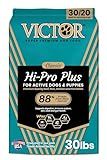 VICTOR 超级优质狗粮 - Hi-Pro Plus 干粗粮 - 高蛋白狗粮，蛋白质含量 30% - 牛肉、鸡肉、猪肉、鱼粉，无麸质 - 适合精力充沛、好动的犬只和幼犬，30 磅