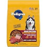 Pedigree 高蛋白成人干狗粮牛肉和羊肉味狗粮，18 磅袋装