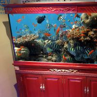 AODESI 奥德斯简欧款实木鱼缸 龙鱼缸 1.2米1.5米1.8米2米2.2米水族箱 定制鱼缸 底部过滤系统鱼缸