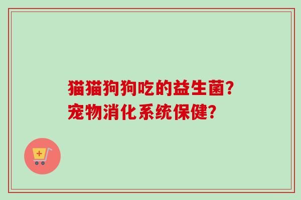 猫猫狗狗吃的益生菌？宠物消化系统保健？