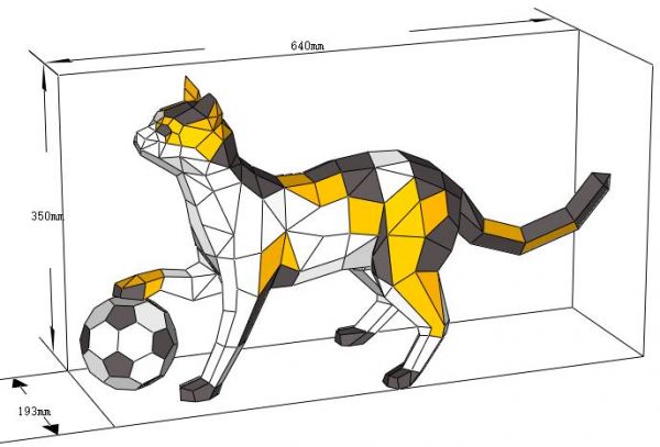 [低模] 玩球猫 纸模型