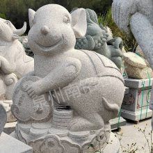 石雕12生肖 白麻石生肖猪蛇虎景观摆件 公园动物雕塑