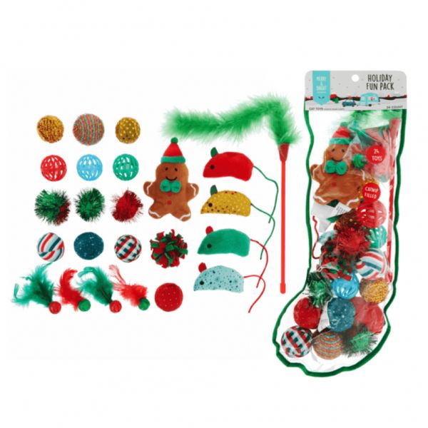 Merry & Bright Holiday Catnip Cat Toys Gift - 24 Pack