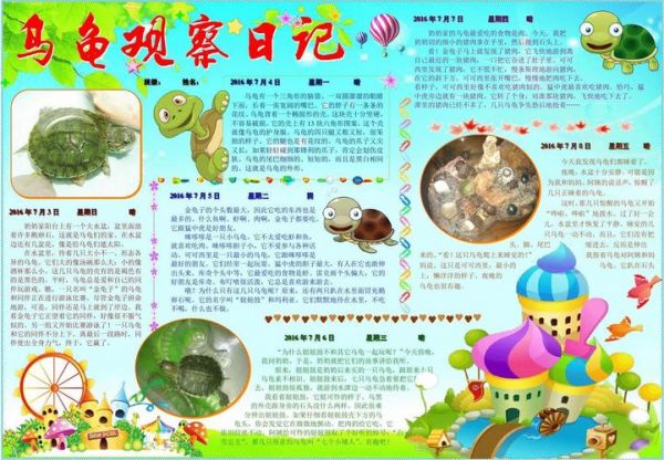 乌龟观察日记1282a3语文电子小报成品读书手抄报模板书香满园快乐