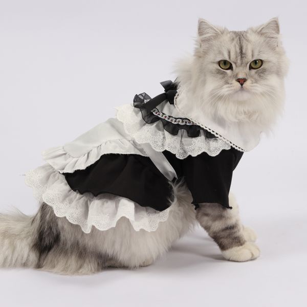 猫咪女仆装制服春夏季可爱猫猫裙子变身装小猫衣服宠物连衣裙服饰