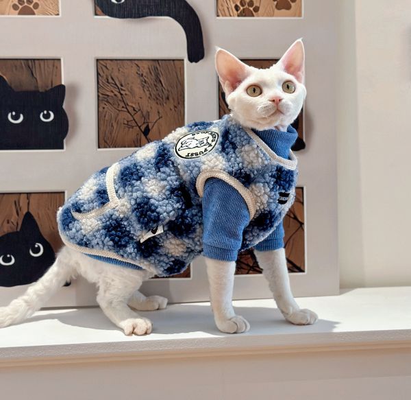 冬天保暖加厚斯芬克斯无毛猫衣服德文yh巨温暖双面绒毛马甲