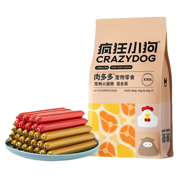 百亿补贴：混合口味450g【0盐0诱食剂0香精】 1包 疯狂小狗狗火腿肠狗零食宠物香肠12.2元