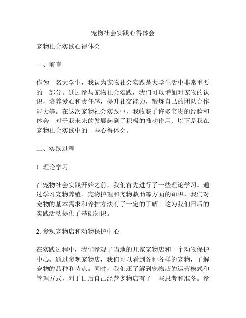 宠物社会实践心得体会