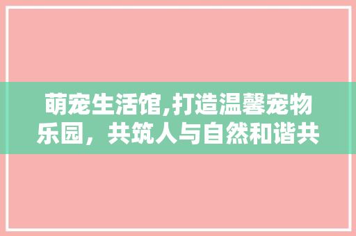 萌宠生活馆,打造温馨宠物乐园，共筑人与自然和谐共生的美好家园