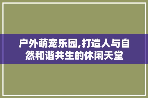 户外萌宠乐园,打造人与自然和谐共生的休闲天堂