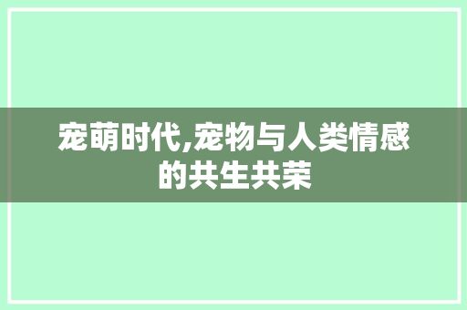 宠萌时代,宠物与人类情感的共生共荣