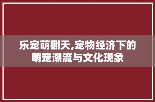 乐宠萌翻天,宠物经济下的萌宠潮流与文化现象