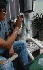 怂二哈洗澡嫌水冷，竟然说人话“哎呀，我的妈呀”…