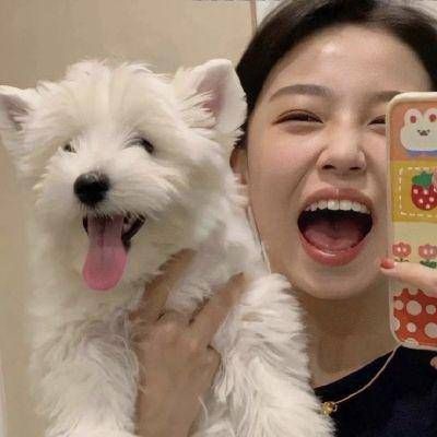 手抱动物的女生头像宠物小猫小狗的