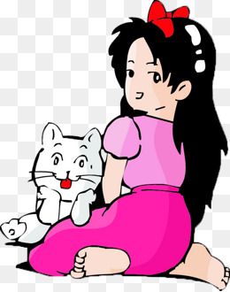 抱着猫的女孩