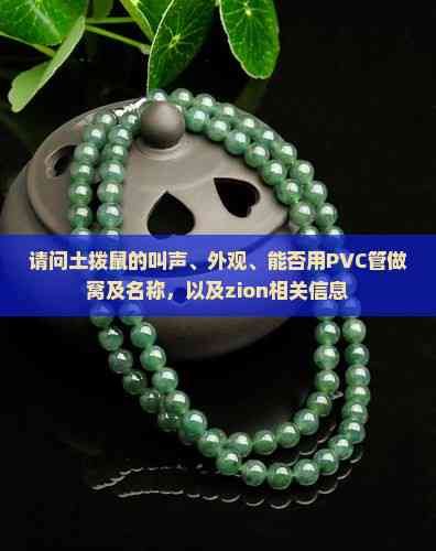 请问土拨鼠的叫声、外观、能否用PVC管做窝及名称，以及zion相关信息