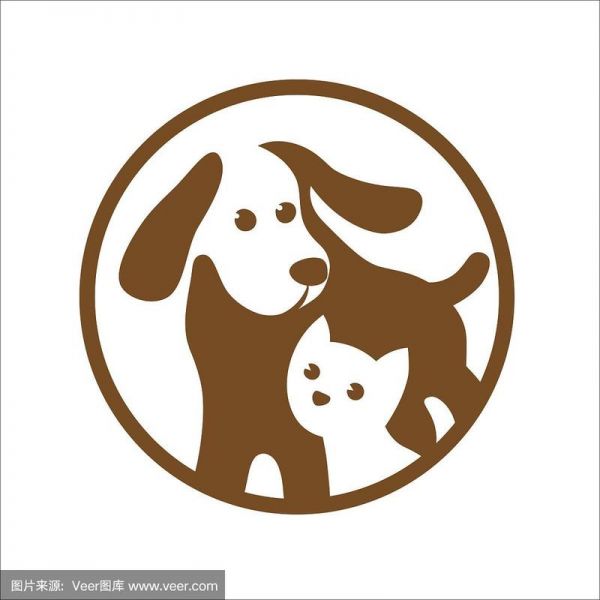 狗和猫的宠物店标志上的白色