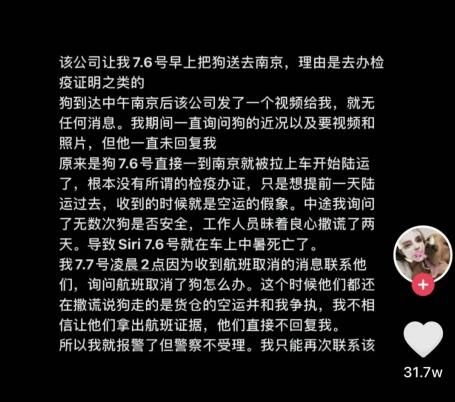 收空运的钱却走陆运？宠物托运途中死亡，多部门介入，陈乔恩愤怒发声
