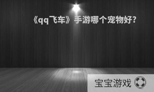 《qq飞车》手游哪个宠物好?