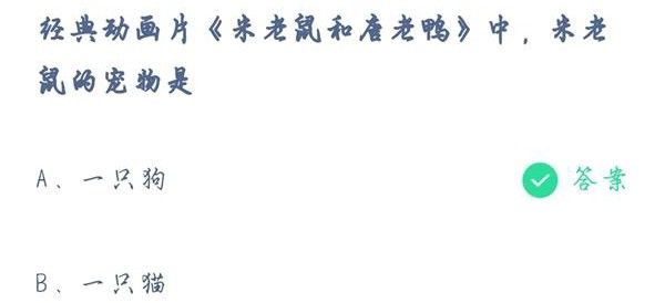 经典动画片《米老鼠和唐老鸭》中，米老鼠的宠物是？蚂蚁庄园答案（6月2日）