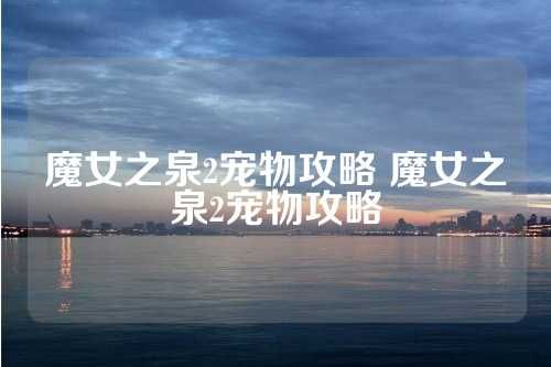 魔女之泉2宠物攻略 第1张
