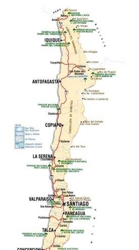 Mapa turistico de Chile