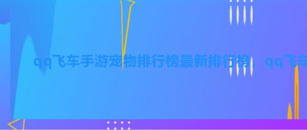 qq飞车手游宠物排行榜最新排行榜，qq飞车手游宠物排行榜最新宠物排名竞速今年
