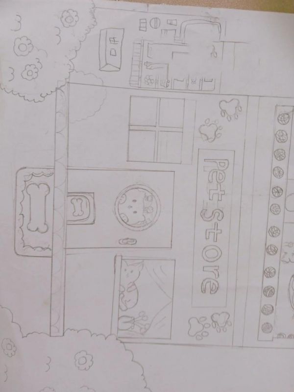 宠物店简笔画