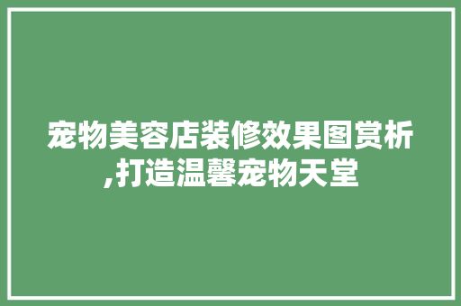 宠物美容店装修效果图赏析,打造温馨宠物天堂 室内设计