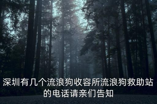 深圳有几个流浪狗收容所流浪狗救助站的电话请亲们告知