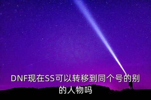 DNF现在SS可以转移到同个号的别的人物吗