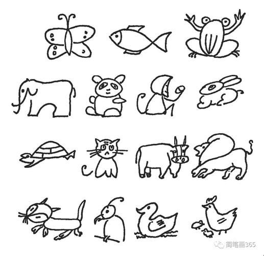 线条边框简笔画图片大全动物简笔画动物儿童简笔画大全