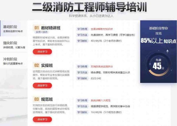 一级消防工程师考试视频网课教程培训班招生简章