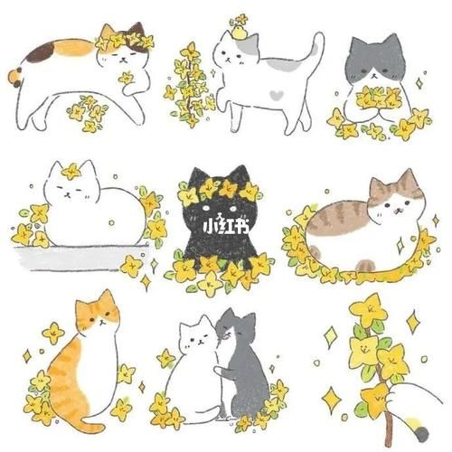 好可爱的小猫手帐插画简笔画手帐简笔画插画猫咪素材手帐素材