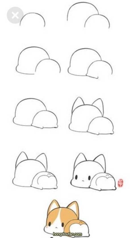 一步学习画一直趴在地上的小柯基狗简笔画大全可爱的小黄狗简笔画图片