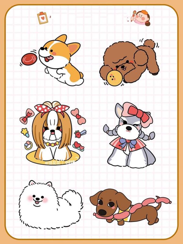 原创可爱狗狗简笔画小狗手帐素材恬花花简笔画小课堂第158