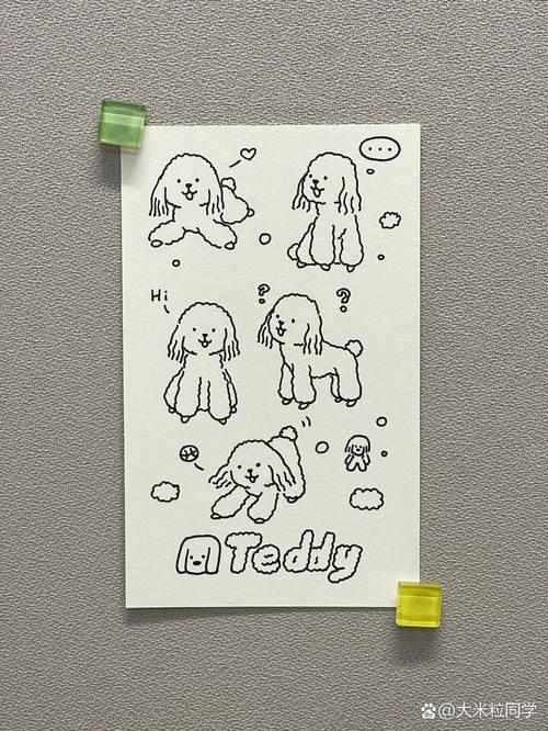 狗狗简笔画1009泰迪手帐素材